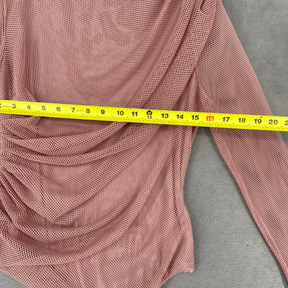 Intimately Free People Mesh Long Sleeve Ruched Bodysuit Pink XL OB1634764 - Picture 6 of 11